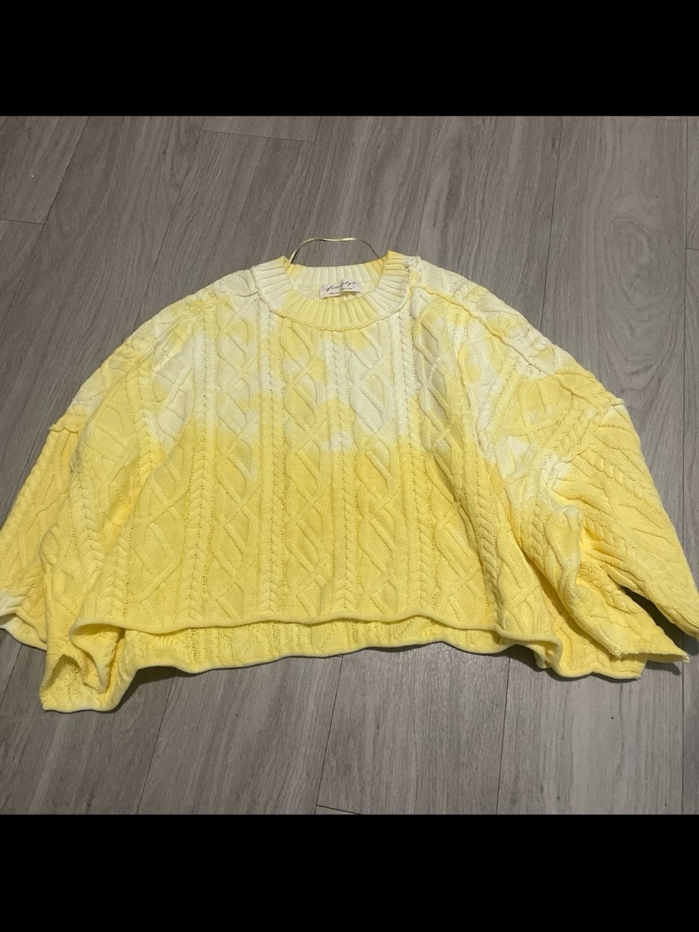 Free People Yellow Cable Knit Scoop Sweater
